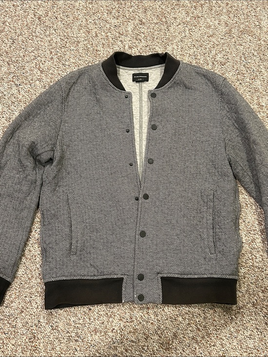 Club Monaco Other - Club Monaco Gray Herringbone Bomber with Black Trim
